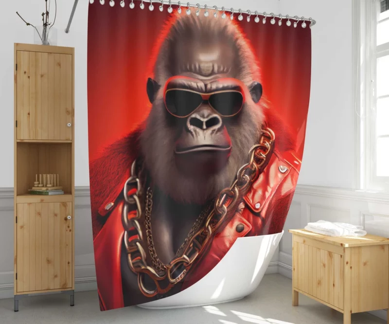 Sunglasses Gorilla Portrait Shower Curtain 1