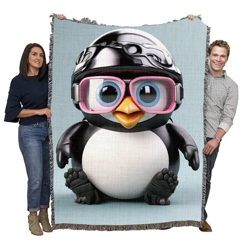 Sunglasses Penguin Artwork Woven Blanket