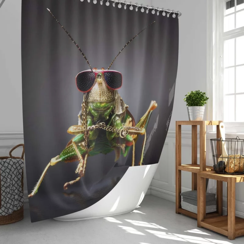 Sunglasses Wearing Grasshopper Shower Curtain