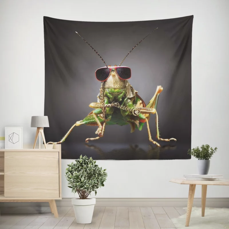 Sunglasses Wearing Grasshopper Wall Tapestry