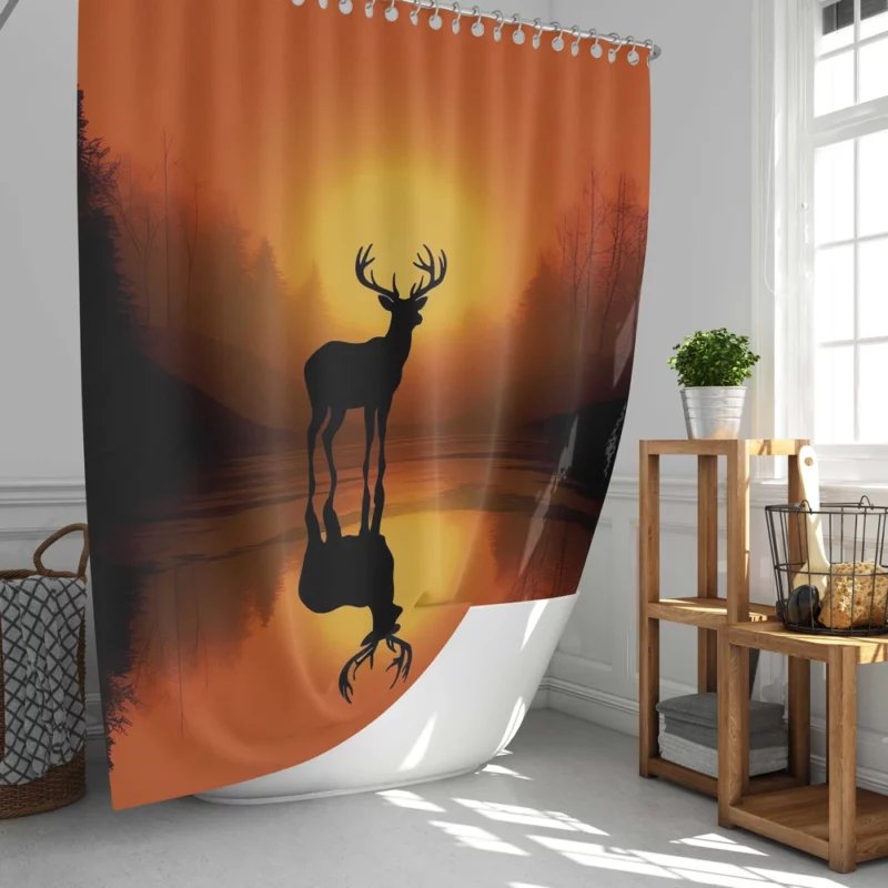 Sunset Over African Plains Antelopes Silhouetted Shower Curtain