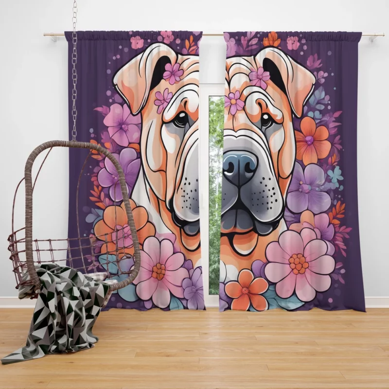 Teen Best Friend Chinese Shar-Pei Dog Cuteness Curtain