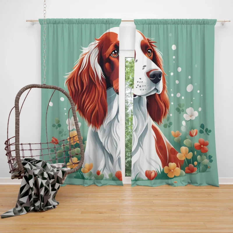 Teen Birthday Bliss Irish Red and White Setter Joy Curtain