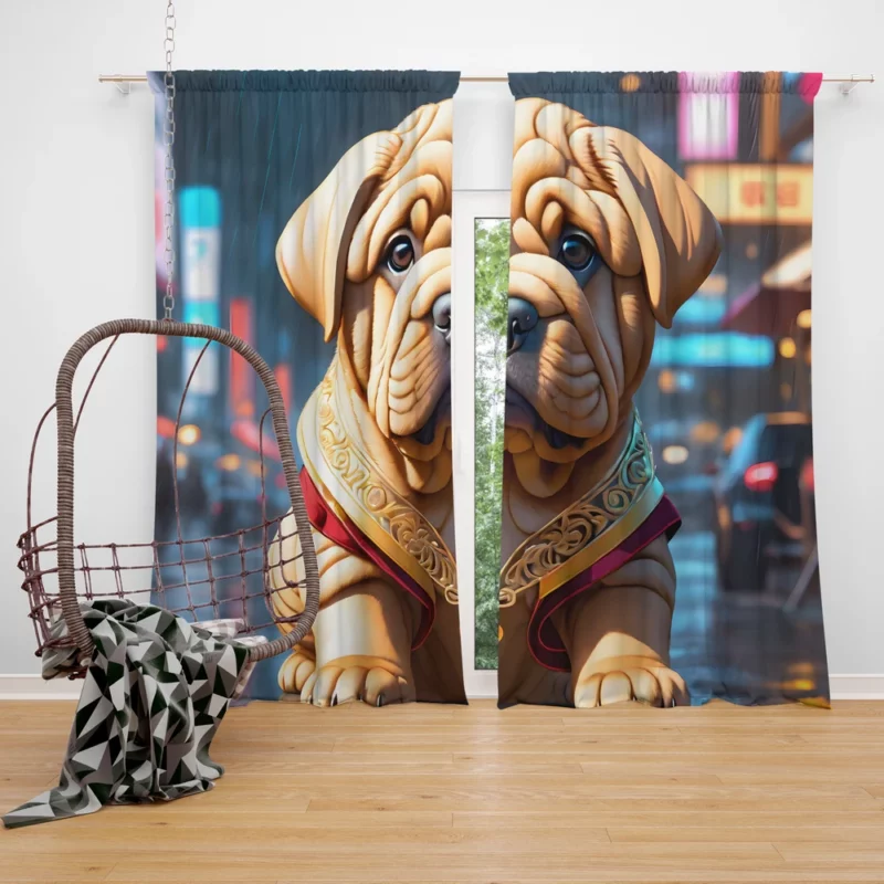 Teen Delight Chinese Shar-Pei Dog Love Curtain