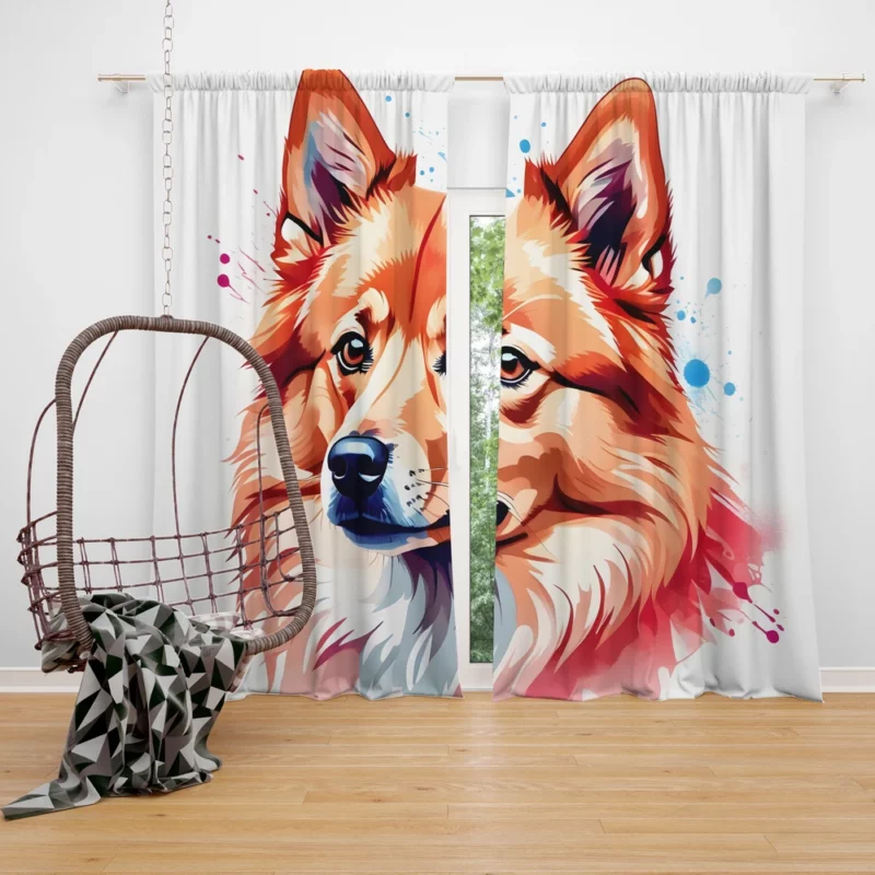 Teen Furry Companion Finnish Spitz Dog Love Curtain