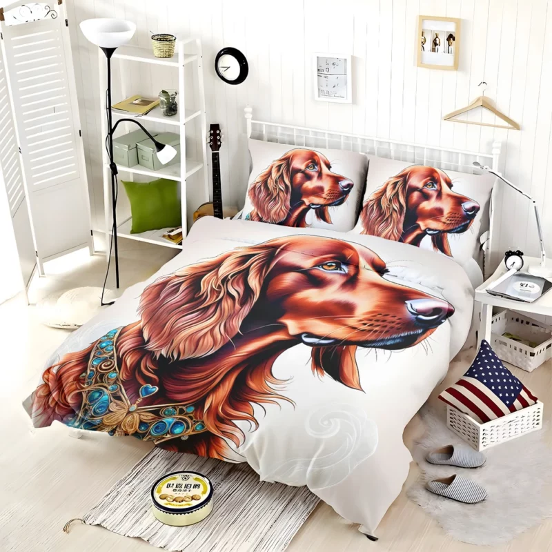 Teen Furry Companion Irish Setter Love Bedding Set