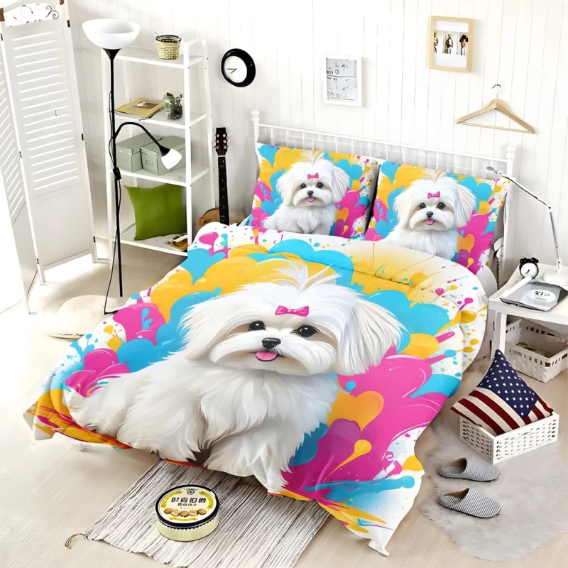 Teen Furry Companion Maltese Dog Love Bedding Set