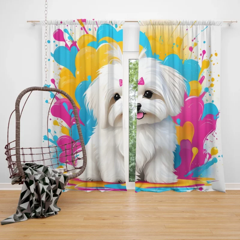 Teen Furry Companion Maltese Dog Love Curtain