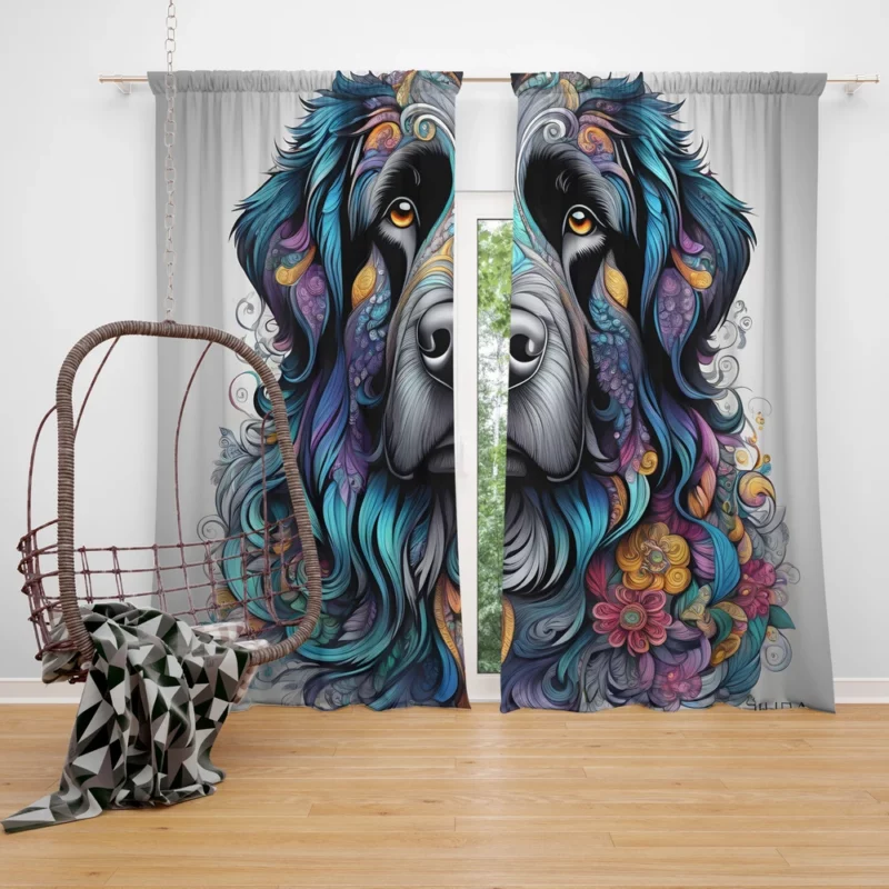 Teen Furry Companion Newfoundland Dog Love Curtain