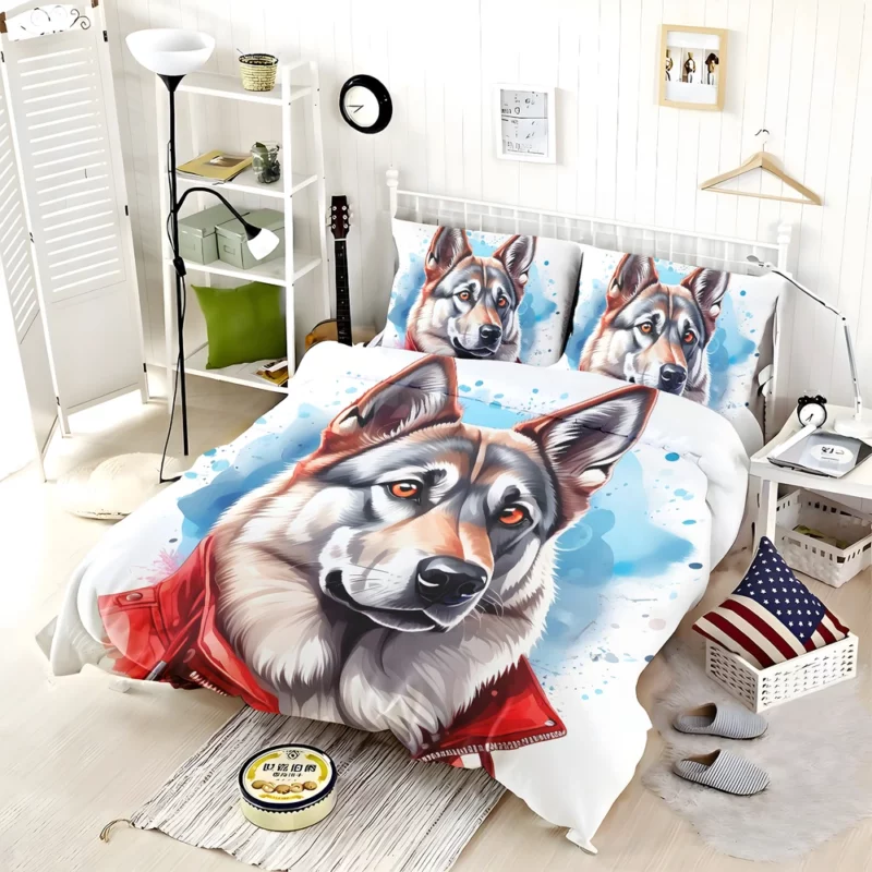 Teen Furry Companion Norwegian Elkhound Dog Love Bedding Set