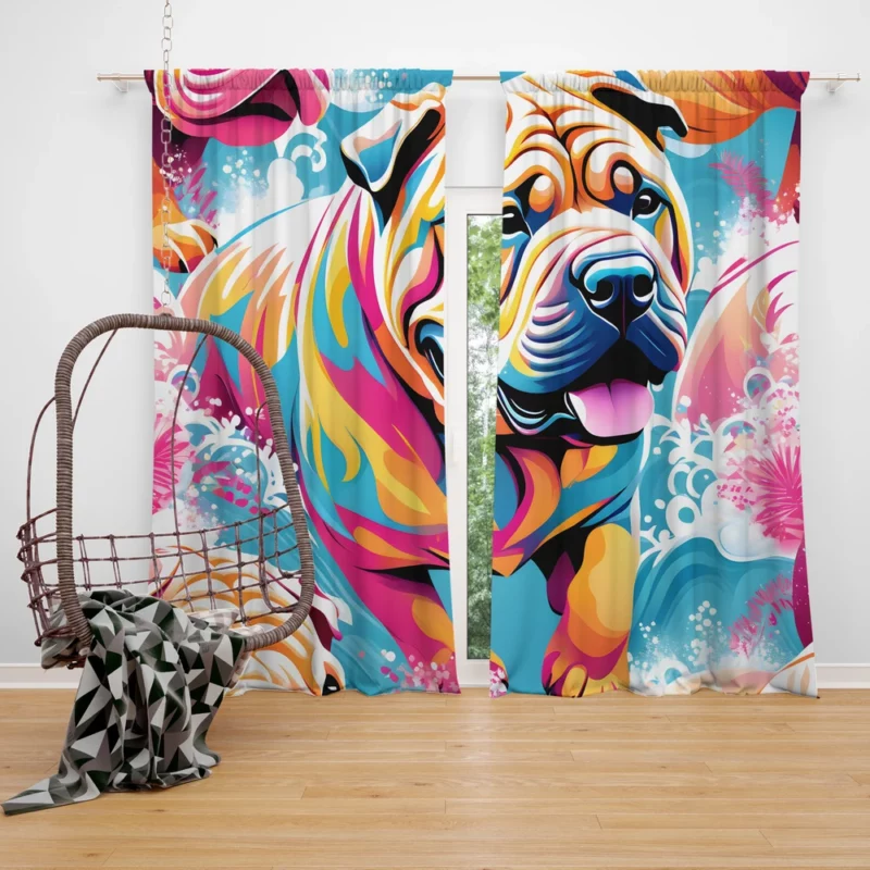 Teen Furry Pal Chinese Shar-Pei Love Curtain