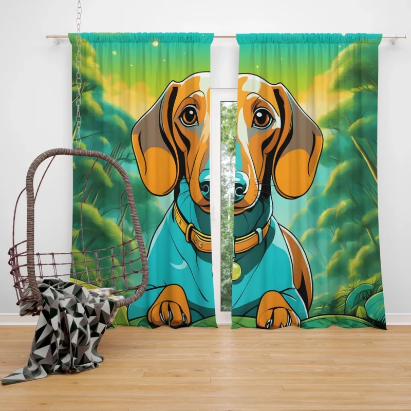 Teen Home Decor Dachshund Charm Curtain