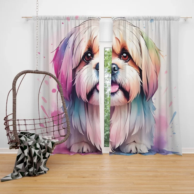 Teen Home Decor Lhasa Apso Elegance Curtain