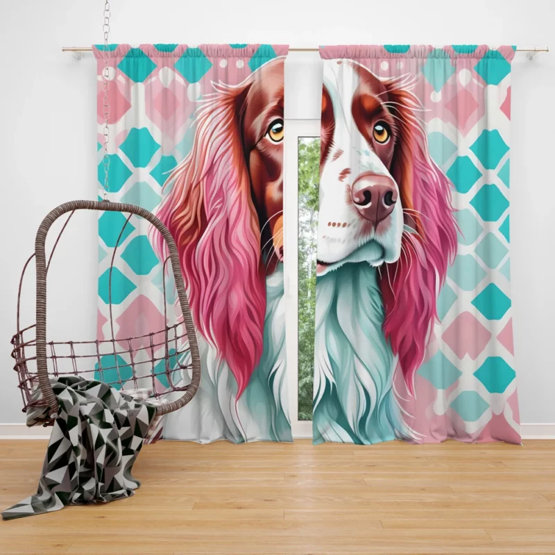 Teen Irish Red and White Setter Pal Birthday Joy Curtain