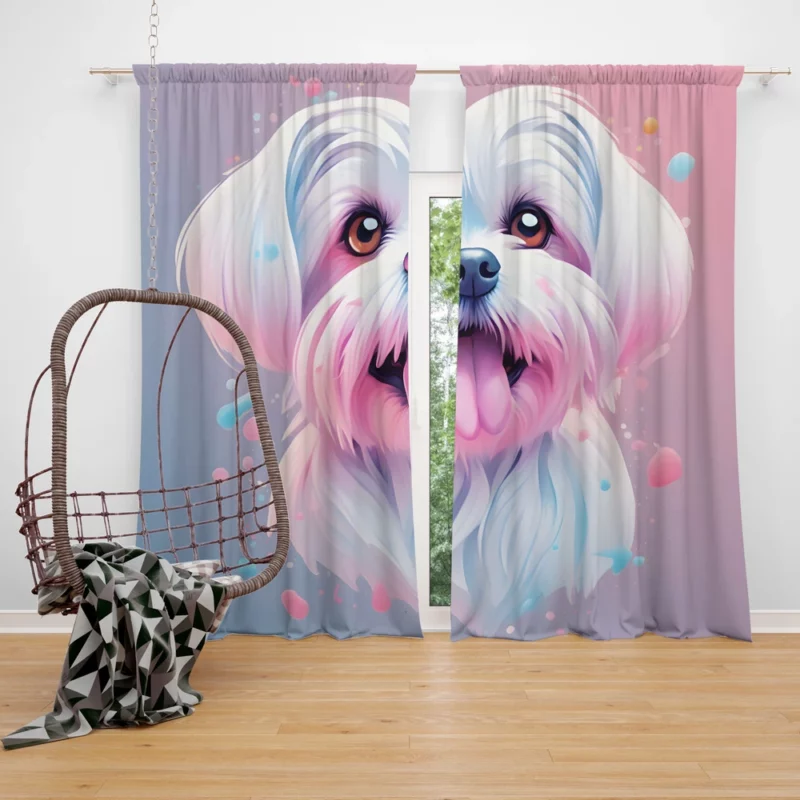 Teen Maltese Dog Present Gift of Joy Curtain