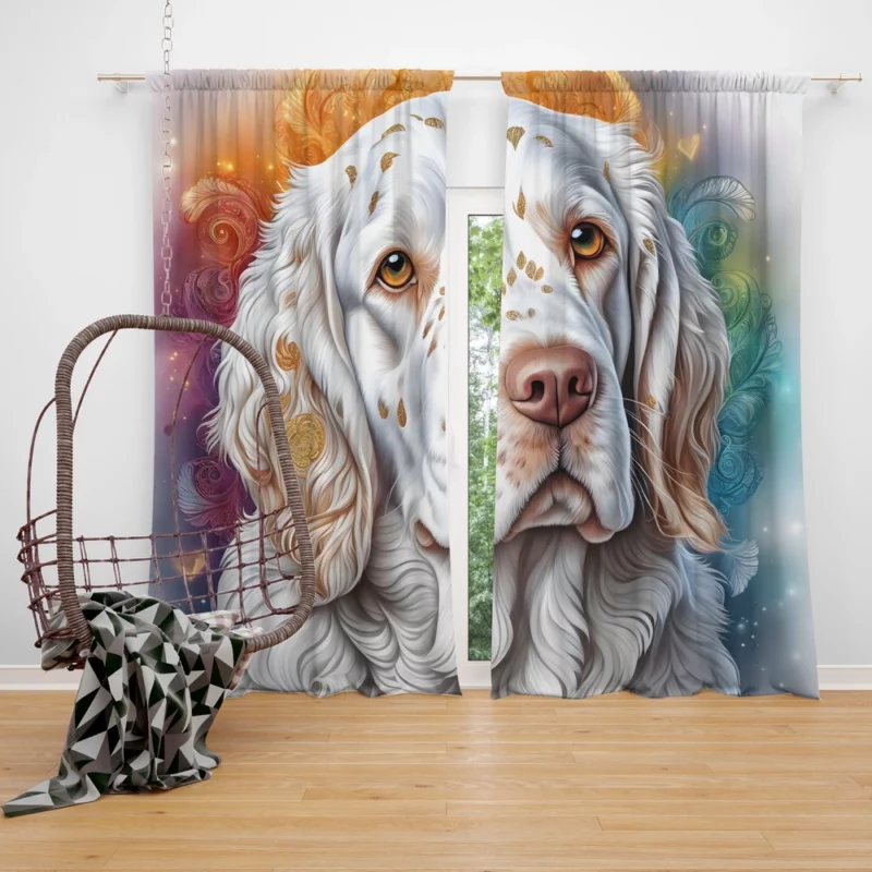 Teen Stylish Home Clumber Spaniel Decor Curtain