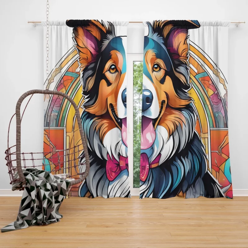 Teen Stylish Home Collie Rough and Smooth Decor Curtain