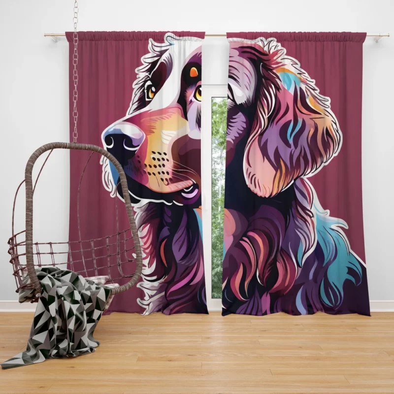 Teen Stylish Home Curly-Coated Retriever Decor Curtain