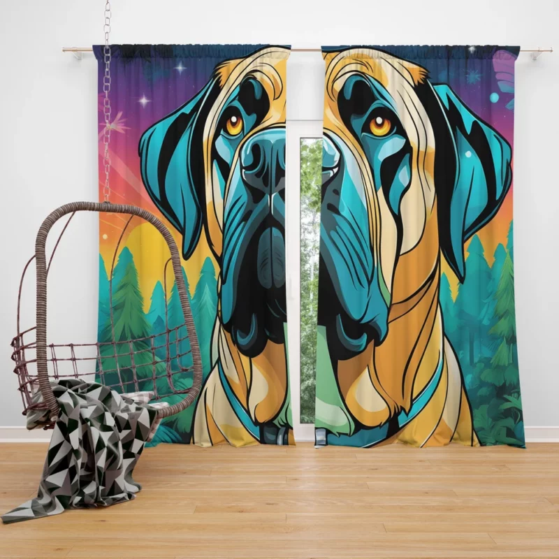 Teen Stylish Home English Mastiff Decor Curtain