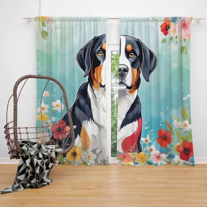 Teen Stylish Home Entlebucher Mountain Dog Decor Curtain