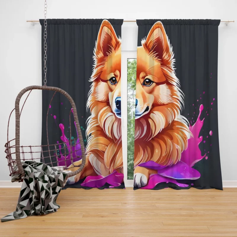 Teen Stylish Home Finnish Spitz Decor Curtain