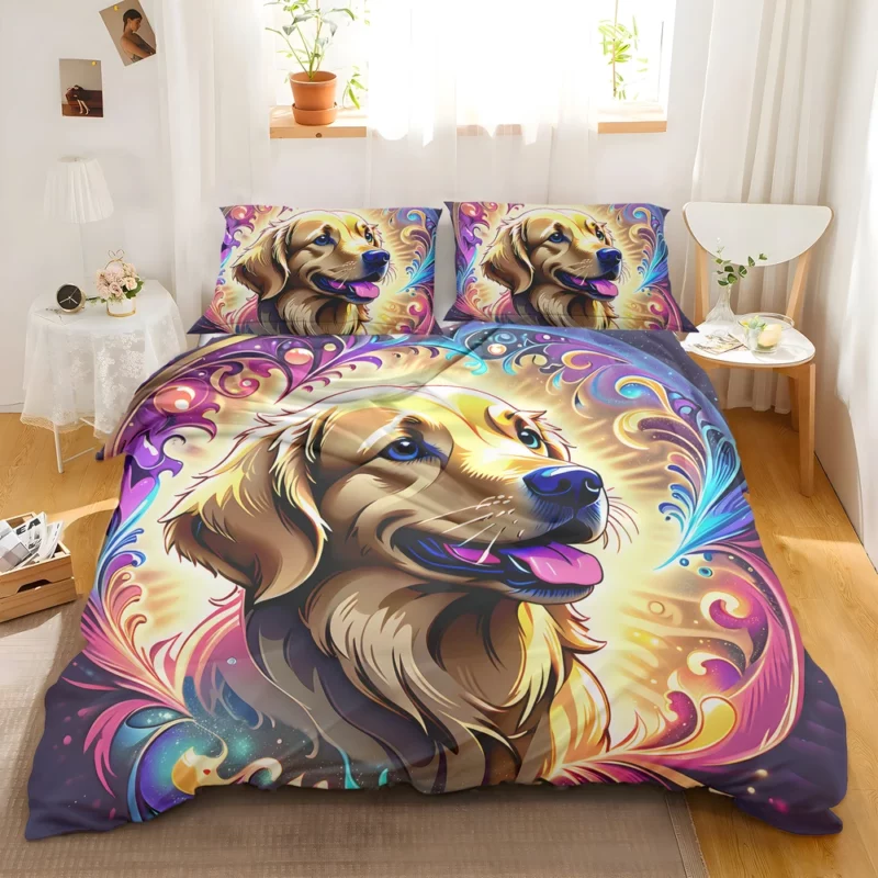 Teen Stylish Home Golden Retriever Decor Bedding Set 2