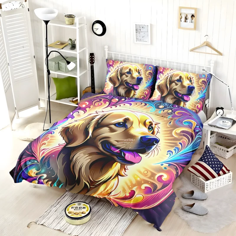 Teen Stylish Home Golden Retriever Decor Bedding Set