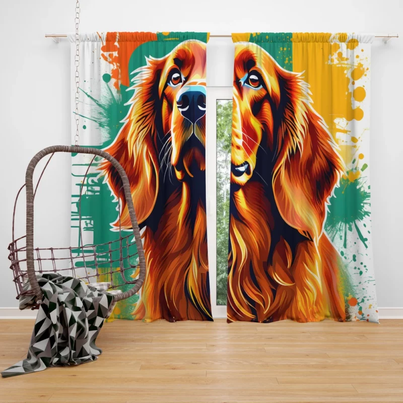 Teen Stylish Home Irish Setter Decor Curtain