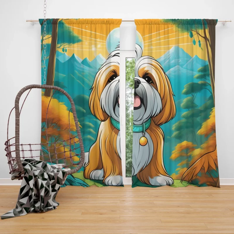 Teen Stylish Home Lhasa Apso Decor Curtain