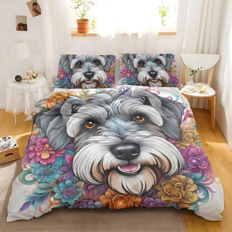 Teen Stylish Home Mini Schnauzer Decor Bedding Set 2