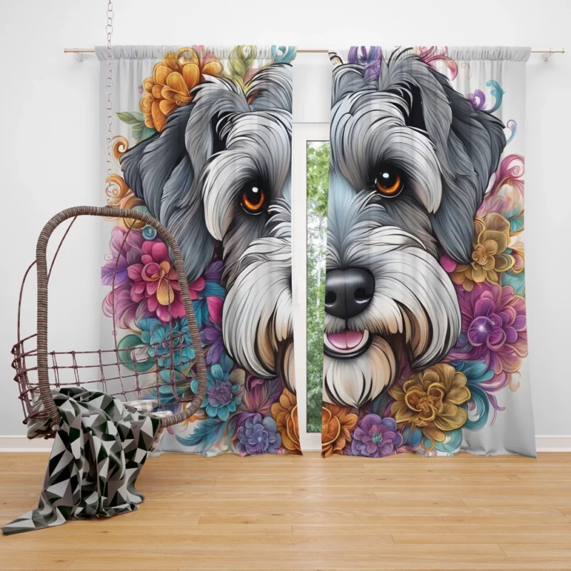 Teen Stylish Home Mini Schnauzer Decor Curtain