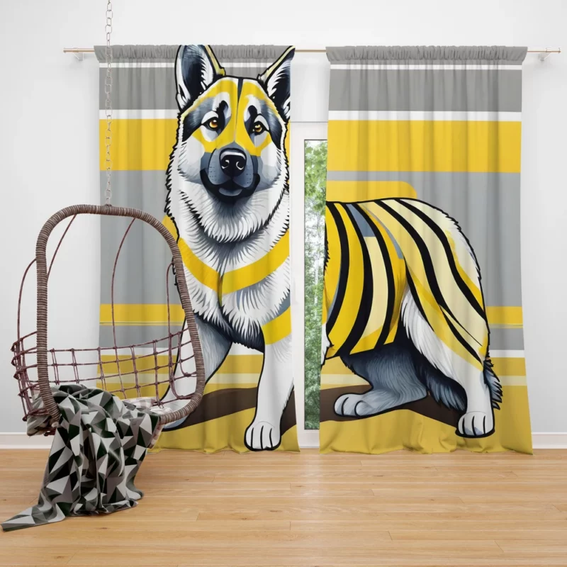 Teen Stylish Home Norwegian Elkhound Decor Curtain