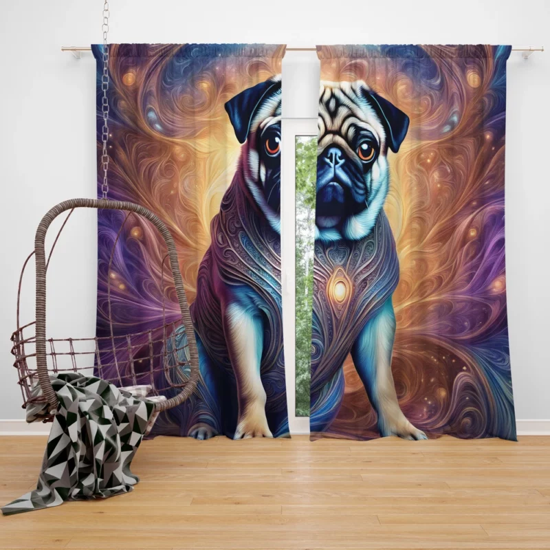 The Affectionate Pug Companion Dog Curtain