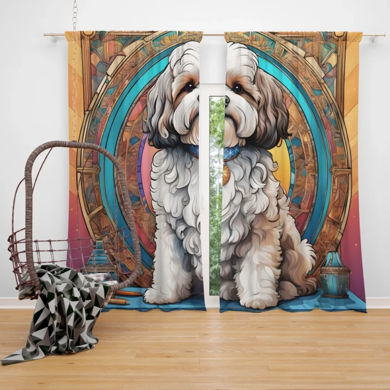 The Affectionate Shih-Poo Dog Curtain