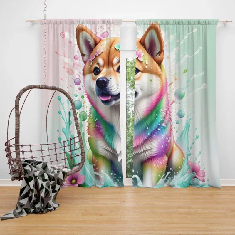 The Agile Shiba Inu Japanese Dog Curtain