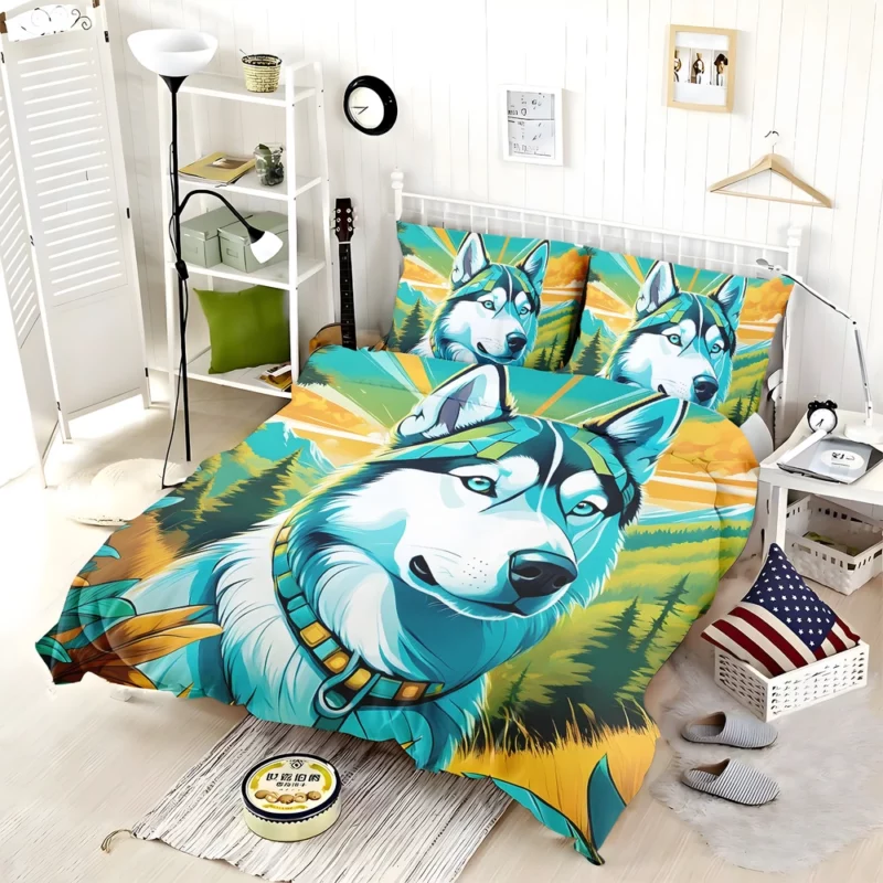 The Agile Siberian Husky Dog Bedding Set