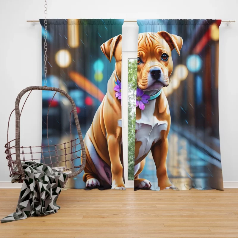 The Brave Staffordshire Bull Terrier Dog Curtain