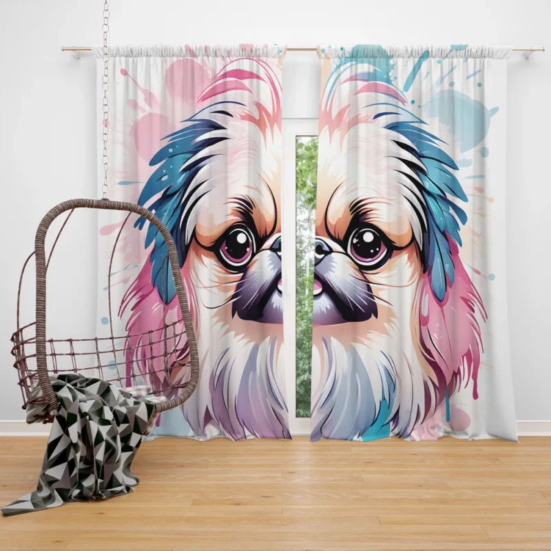 The Elegant Pekingese Dog Companion Curtain