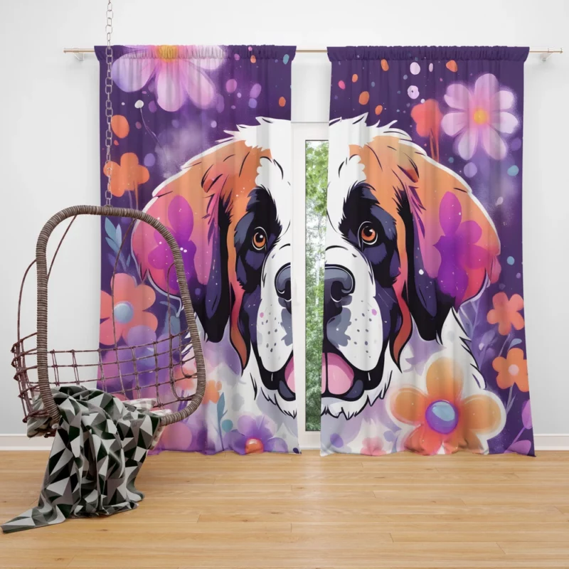 The Gentle Guardian Saint Bernard Dog Breed Curtain