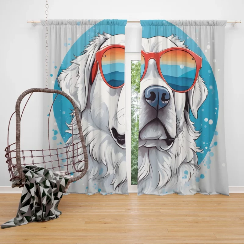 The Loyal Pyrenean Mastiff Companion Curtain