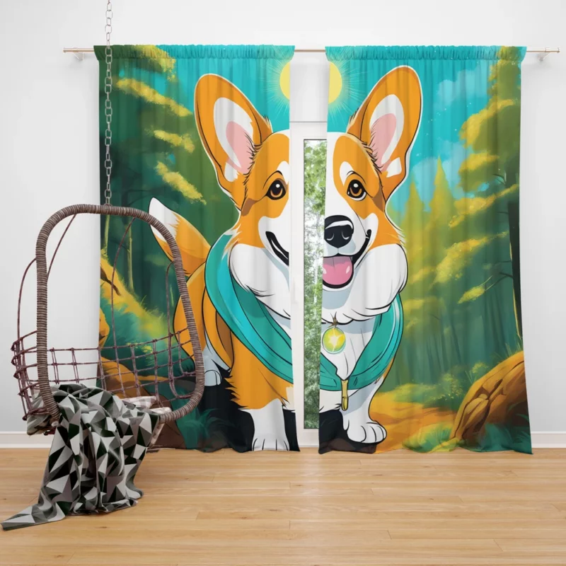 The Loyal Welsh Corgi Duo Curtain