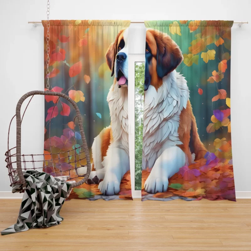 The Majestic Saint Bernard Dog Curtain