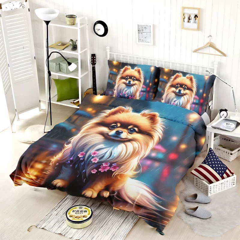 The Playful Pomeranian Pup Dog Bedding Set