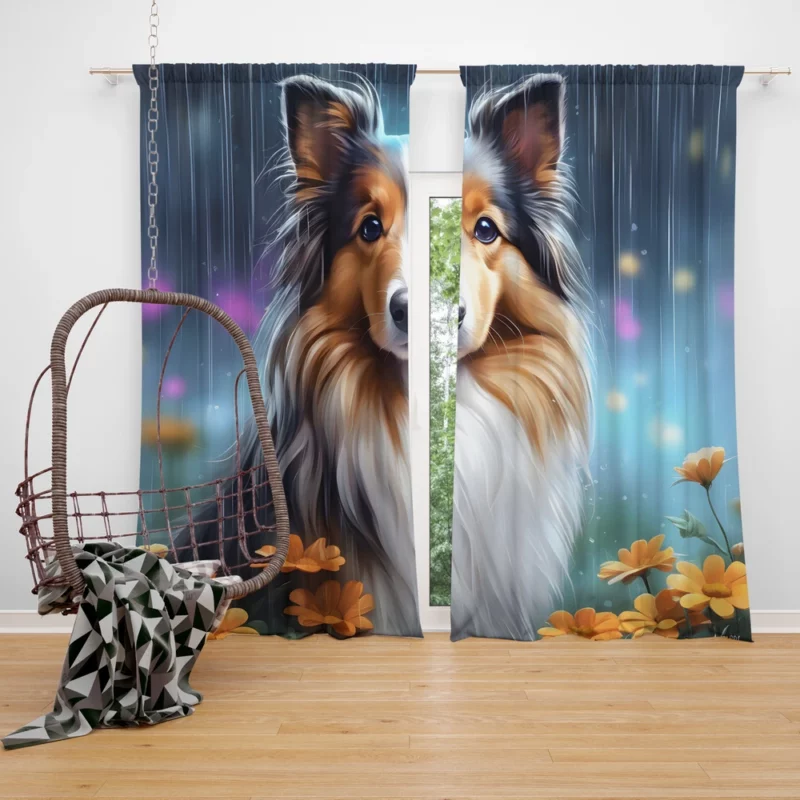 The Playful Shetland Sheepdog Companion Curtain