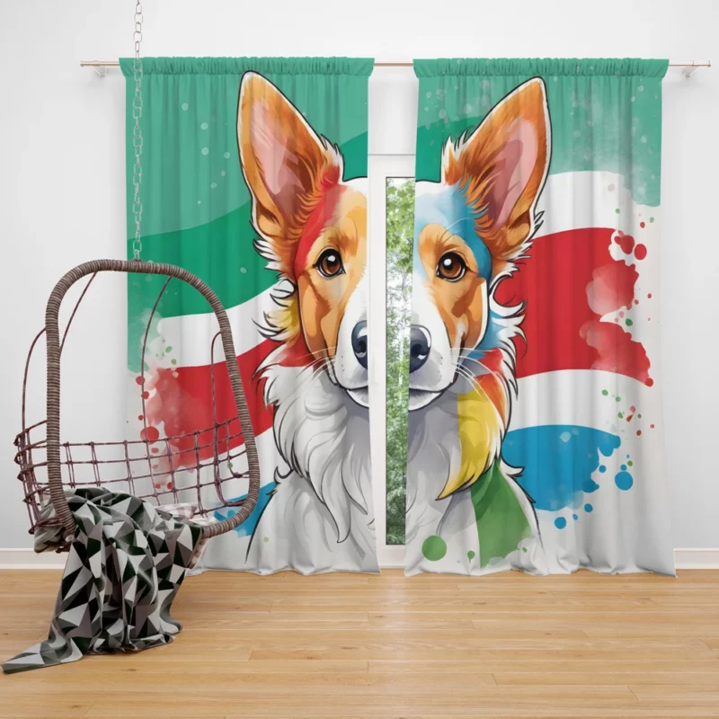 The Sleek and Loyal Portuguese Podengo Dog Curtain