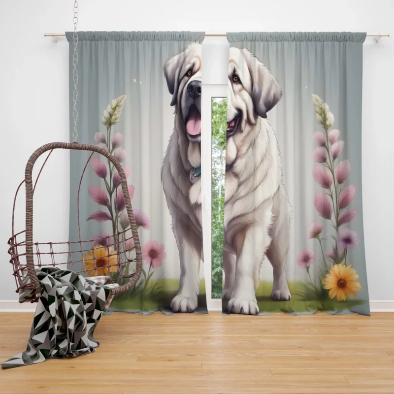 The Strong and Gentle Pyrenean Mastiff Dog Curtain