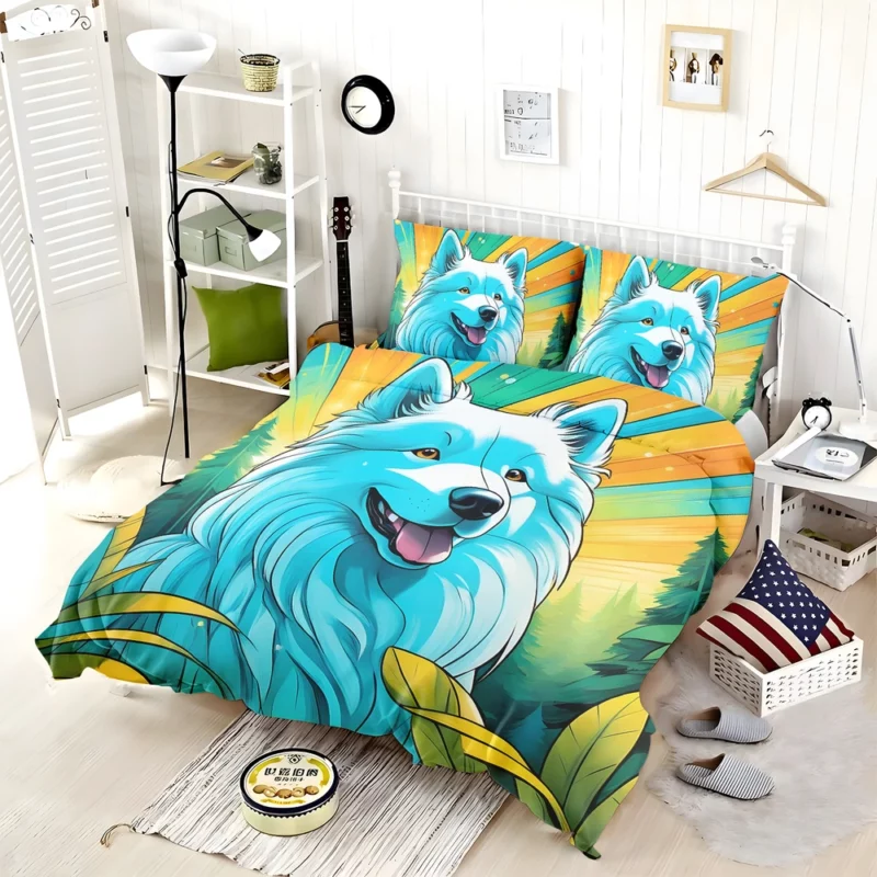 The White Wonder Samoyed Dog Breed Bedding Set