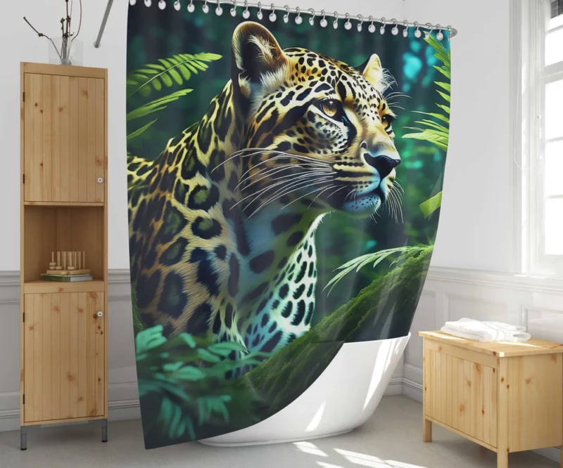 Tiger Midnight Forest Stroll Shower Curtain 1