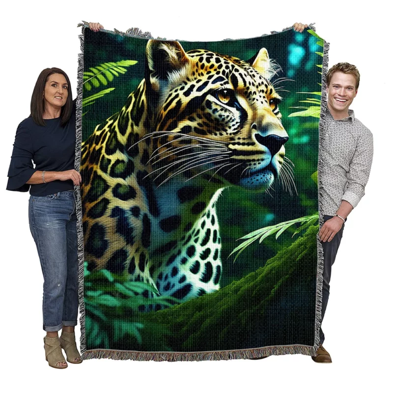 Tiger Midnight Forest Stroll Woven Blanket