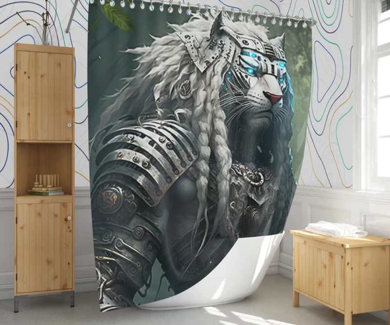 Tiger With Blue Eyes Shower Curtain 1